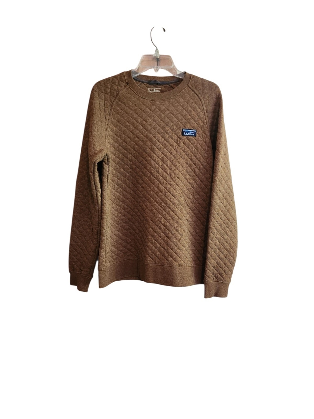 L.L.Bean Quilted Sweatshirt, Crewneck Brown Heather Small